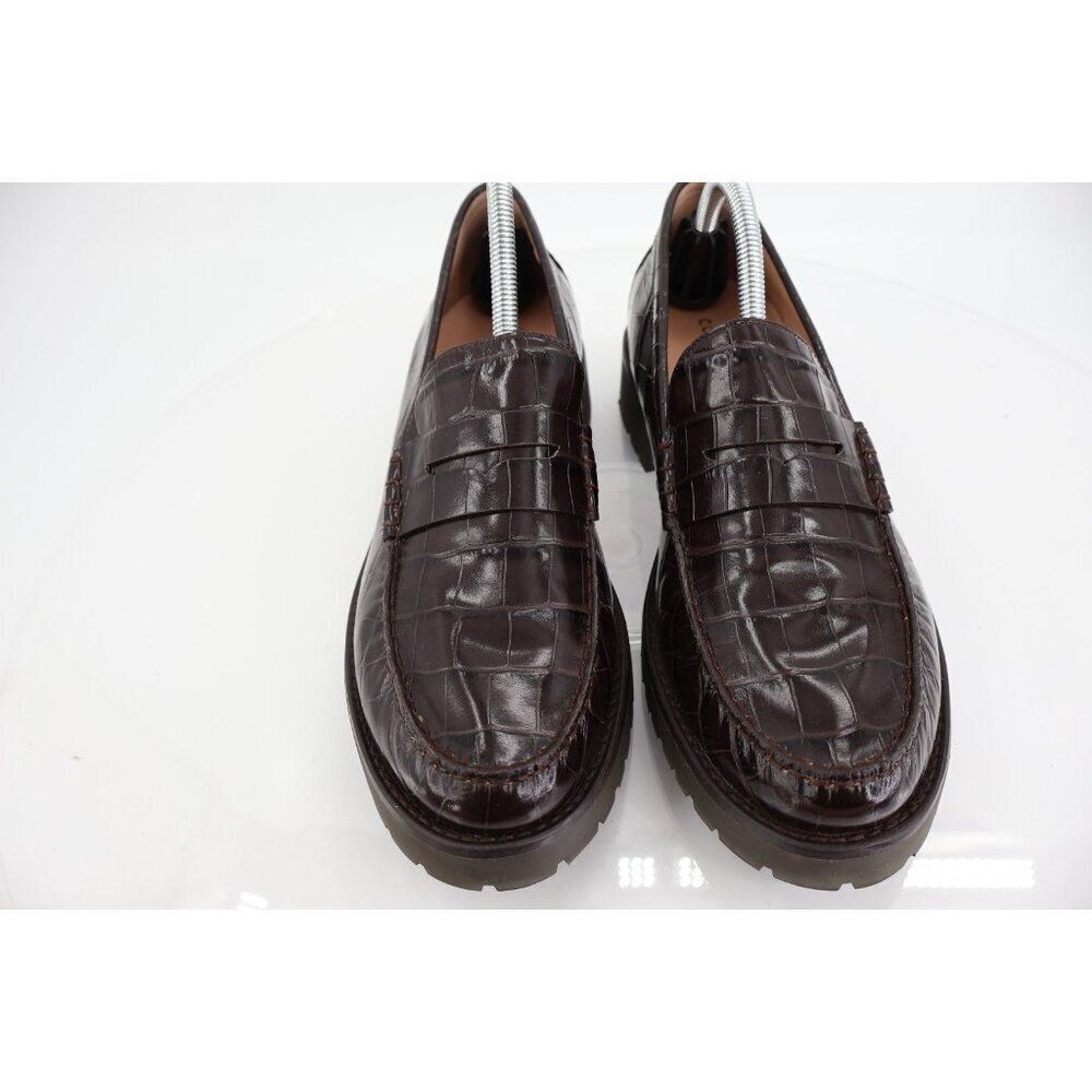 Cole Haan Geneva Platform Penny Loafers Croc Embossed Leather Womens 11 B Brown - Picture 4 of 13